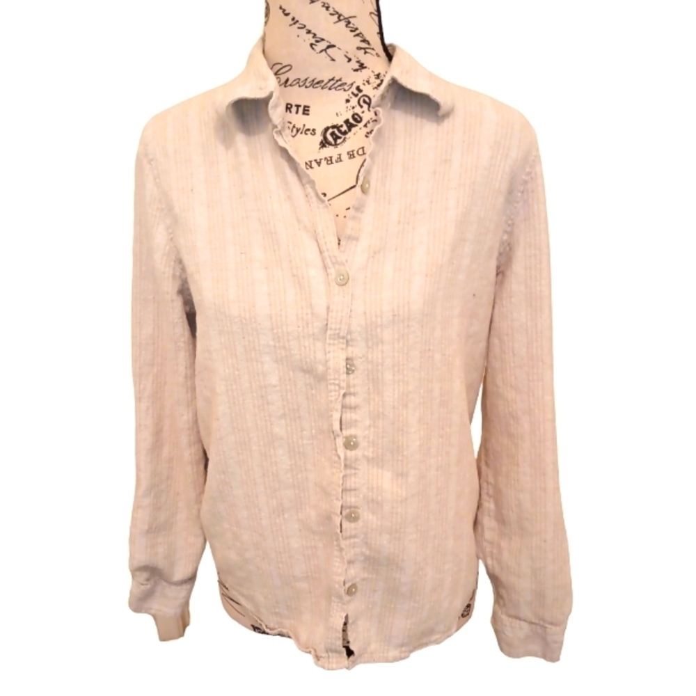 Orvis Women's Button Up Linen Shirt Small Long Sleeves